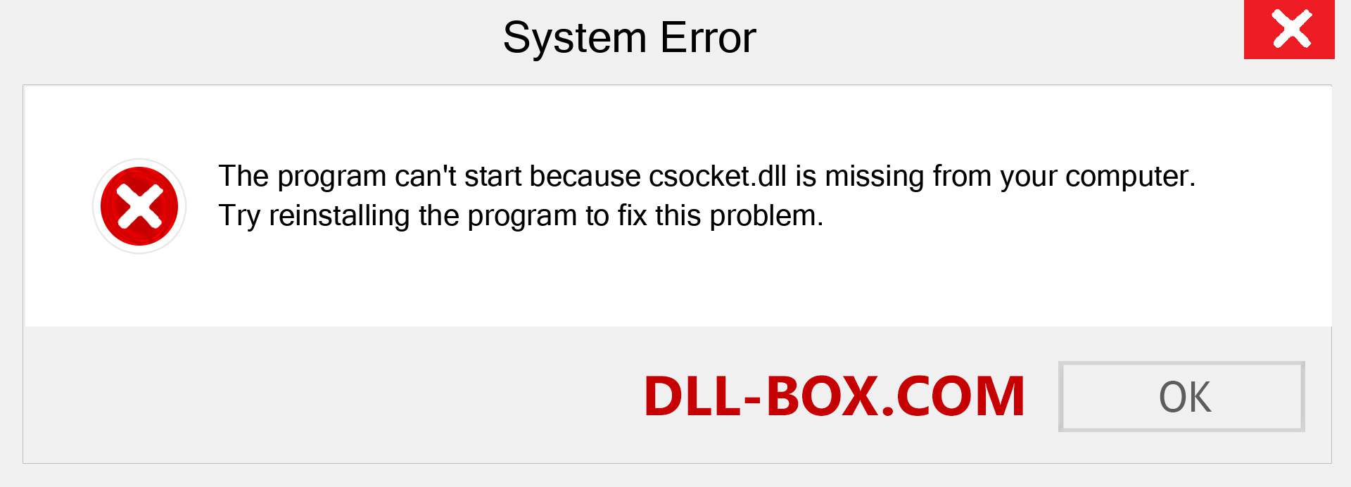  csocket.dll file is missing?. Download for Windows 7, 8, 10 - Fix  csocket dll Missing Error on Windows, photos, images